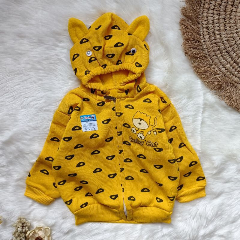 Jaket bayi motif cat (0-6bulan)