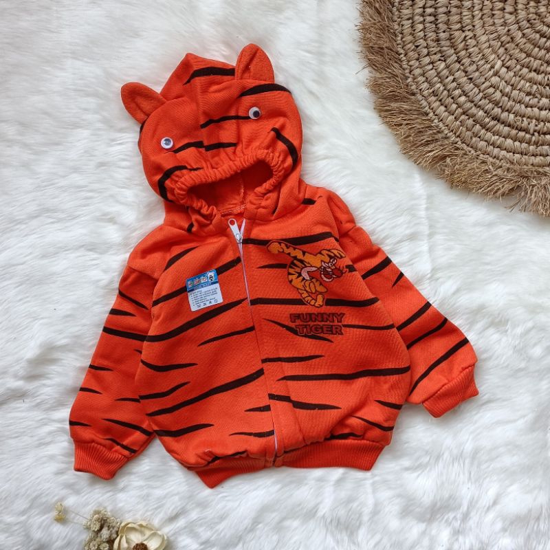 Jaket bayi murah motif tiger 0-12 bulan