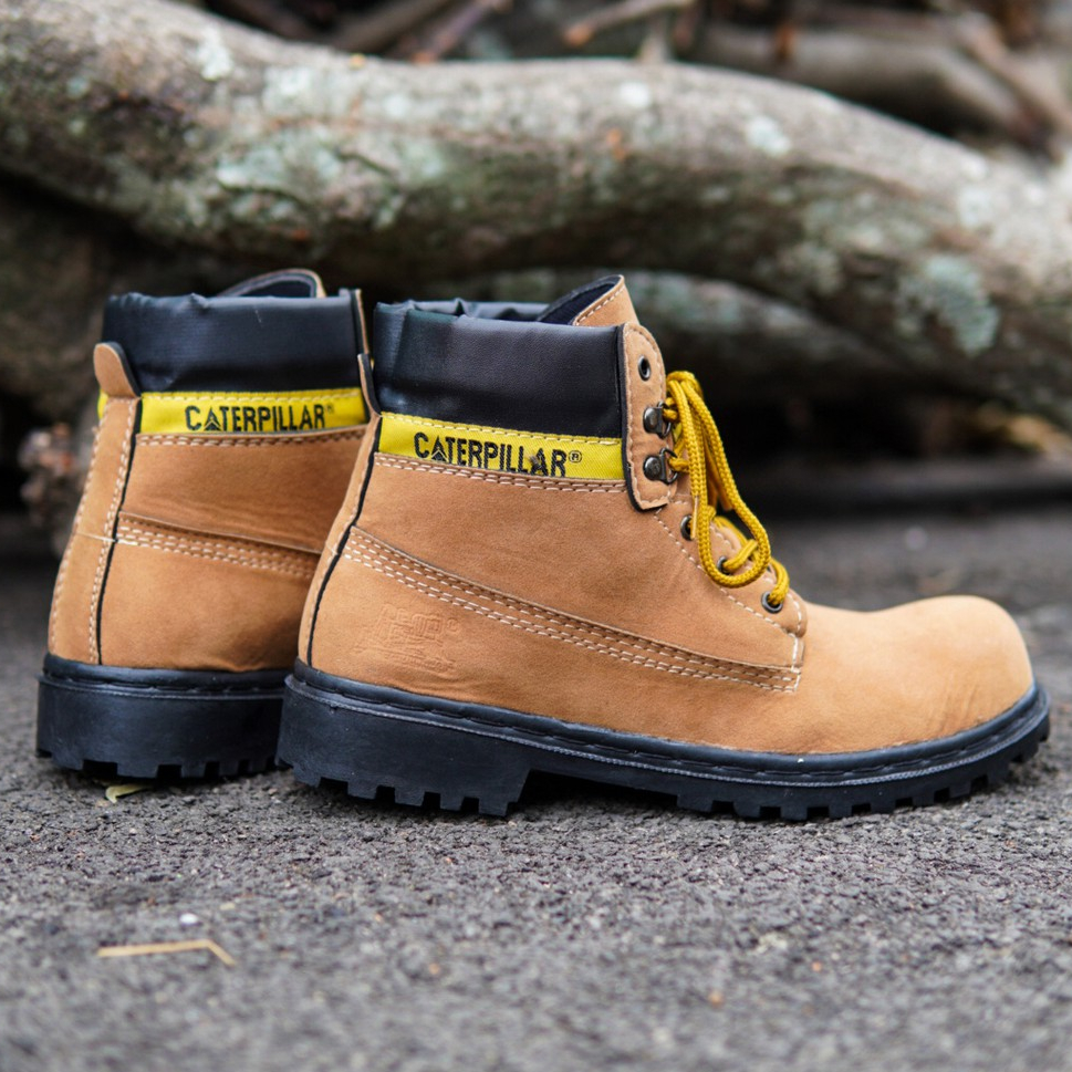 COD!! Sepatu Caterpillar Sby Boots Safety Suede Ujung Besi Kerja Lapangan Proyek Bots Pria Terlaris