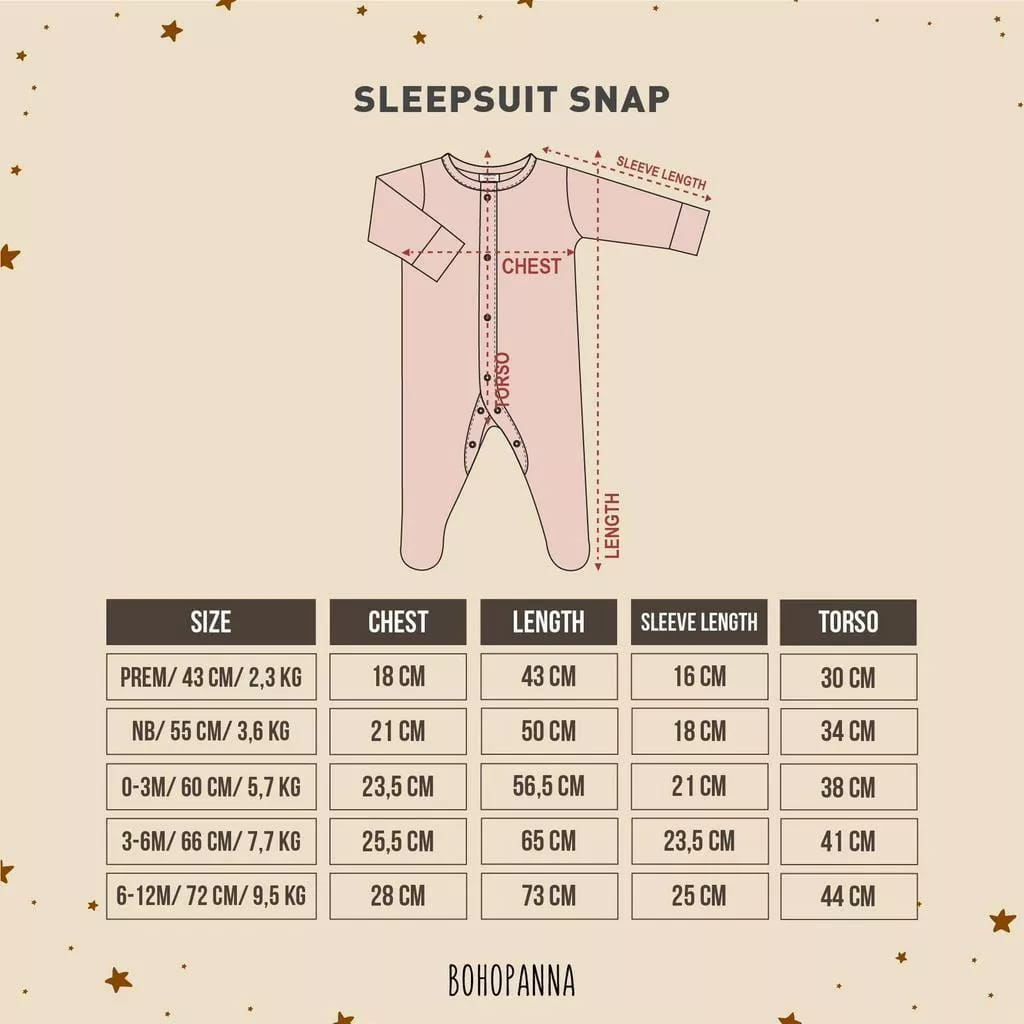 bohopanna - Baju tidur bayi &amp; anak Sleepsuit Snap 0-12 bulan