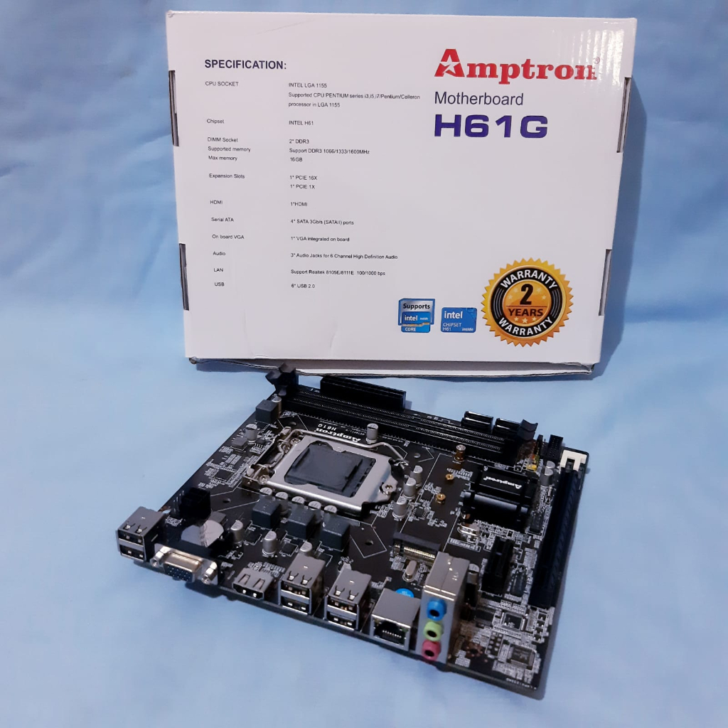 MATHERBOARD AMPTRON H61G DDR3 SOCKET 1155 SLOT M2 MOBO H61 AMPTRON H61 LGA 1155 DDR3