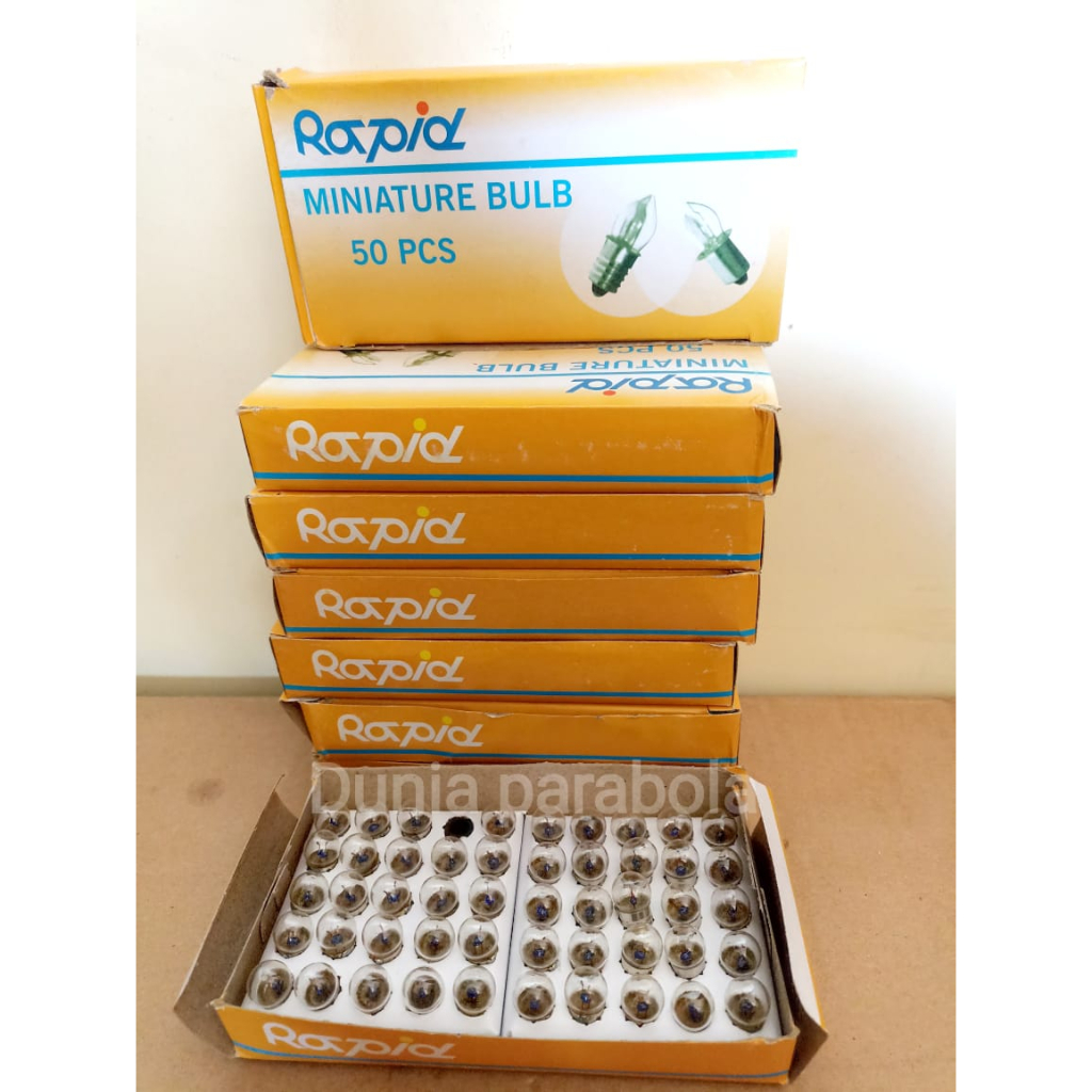 1 Box Bohlam Miniatur Lampu Senter Rapid 2,5 Volt Drat / Lampu Senter 2,5 V isi 50 Biji