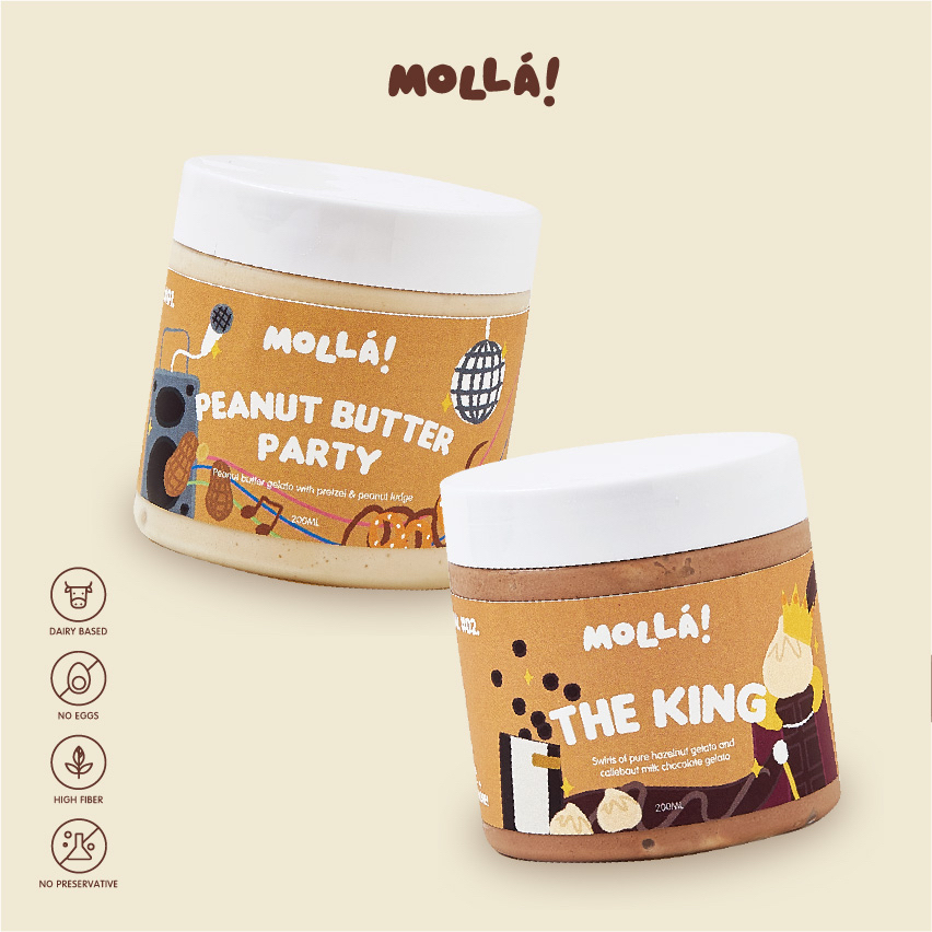 

Hazelnut Chocolate & Peanut Butter Party - Low Calorie Gelato Pint by Molla Creamery