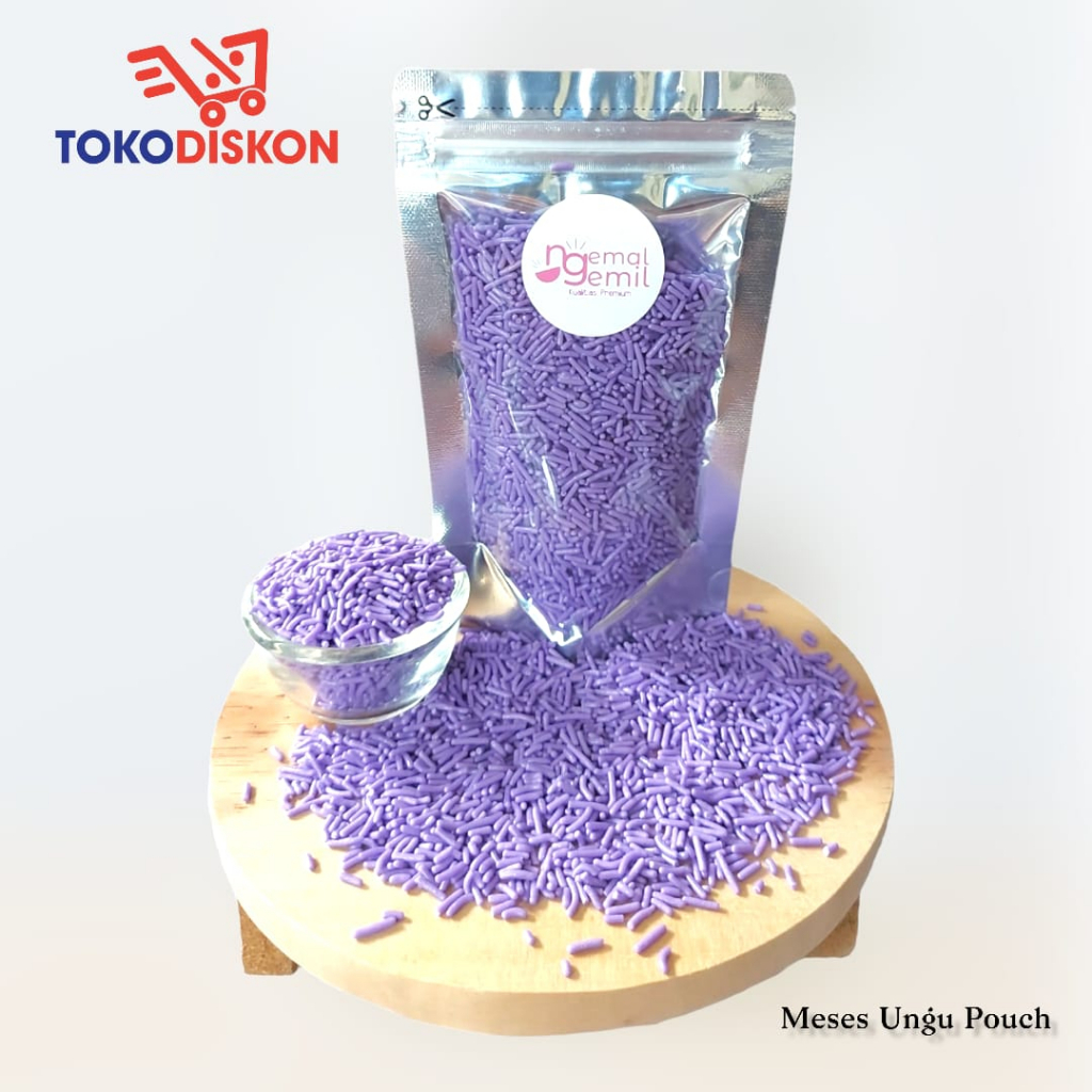 

Meses Pouch Meses Ungu Butiran Coklat Sprinkle Topping Donut Kue Bolu Kualitas Premium