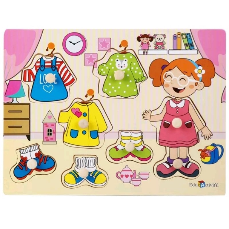 PUZZLE EDUKATIF TERAPI WICARA GANTI BAJU/MOTORIK HALUS