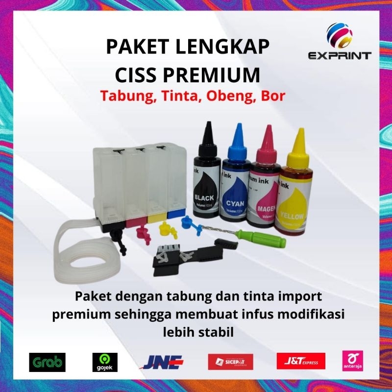 Tabung Infus Printer 4warna+Tinta Premium Universal 4 warna