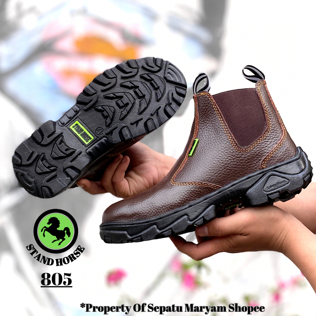 Sepatu Pria Safety Shoes Sepatu Sefty Ujung Besi Kulit Asli Sepatu Kerja Proyek Lapangan Septy SNI