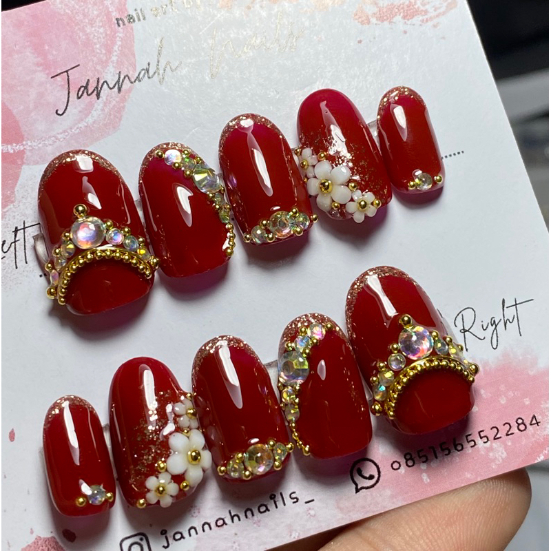 KUKU PALSU MAROON/ NAIL ART MAROON/Kuku palsu wedding/ KUKU PALSU ACEH
