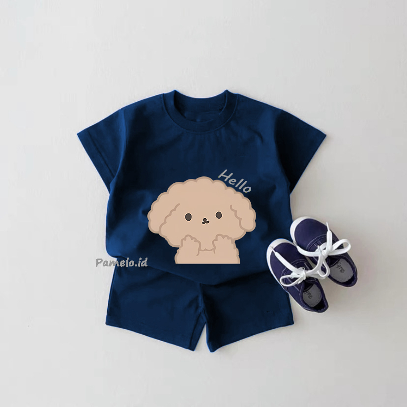Pamelo.id Set Anak Viral / Hello Pupy / Fashion Anak / Stelan baju anak / Korea Style / Set Balita