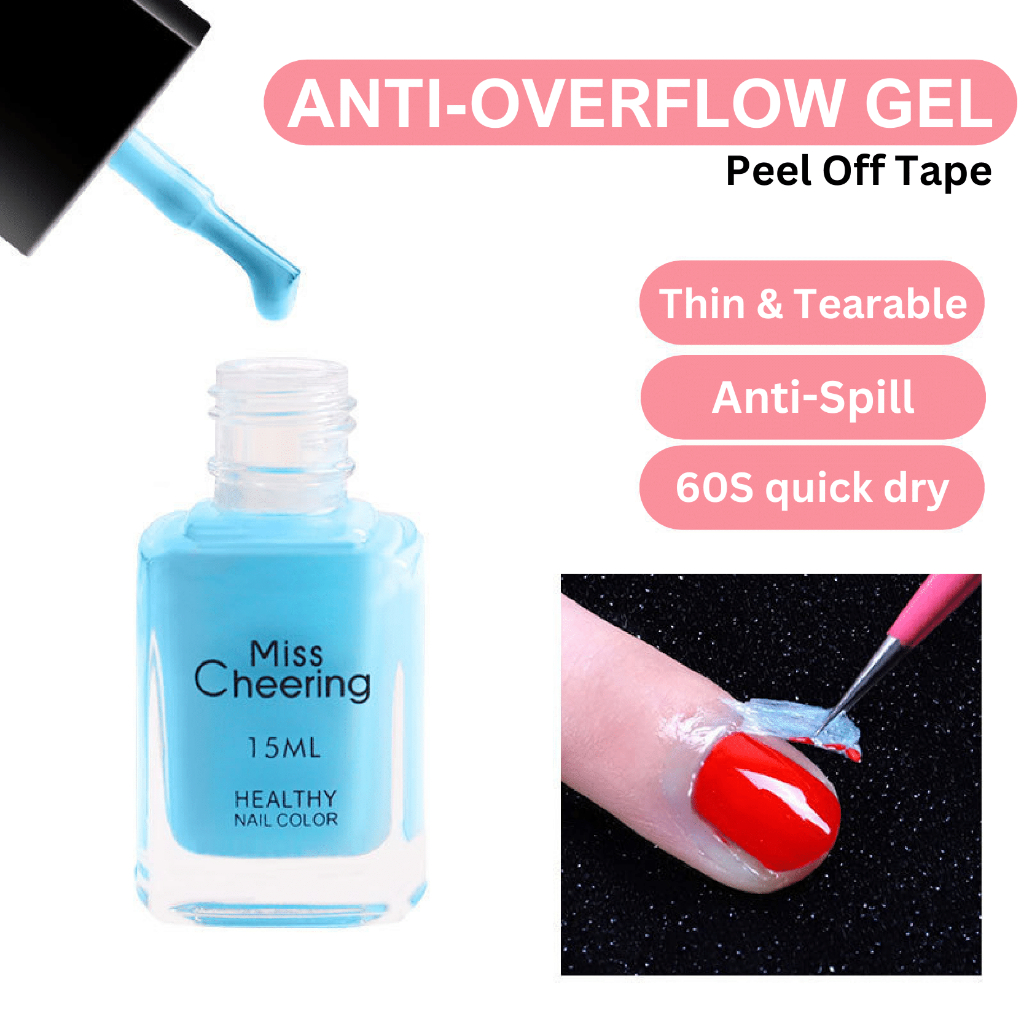 Anti Overflow Gel | Cairan Anti Luber Untuk Nail, Art Misscheering Anti Overflow Gel 15ML | Peel Off Tape Nail Gel | Cairan Anti Luber Untuk Nail Art