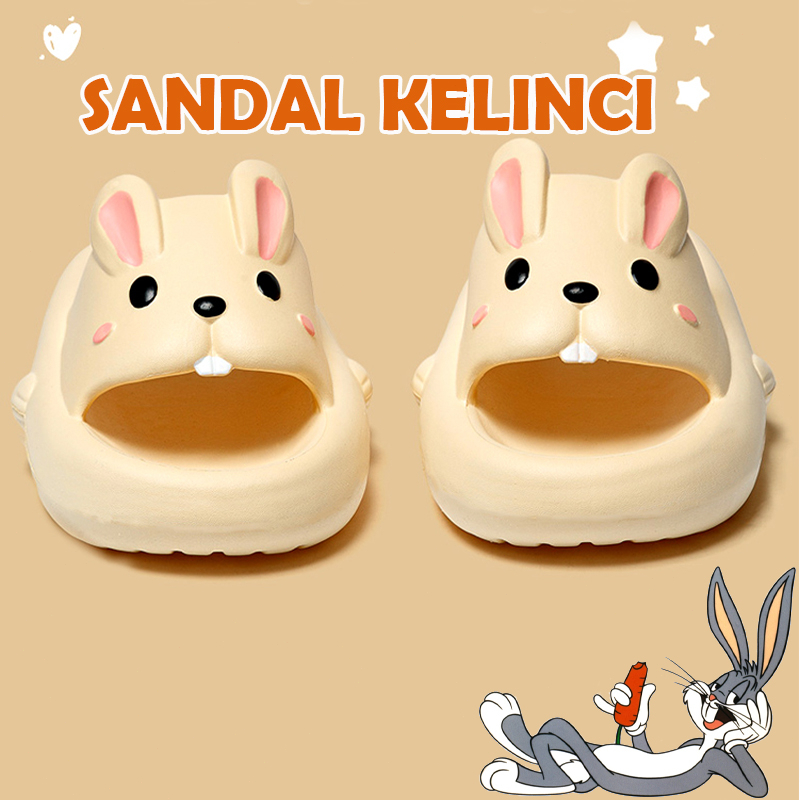Komin Sandal Kelinci Anak Lucu Baby Sendal Anak Perempuan Anti Slip Cartoon Sendal  Anak Laki Laki Import Empuk Ukuran:30-35