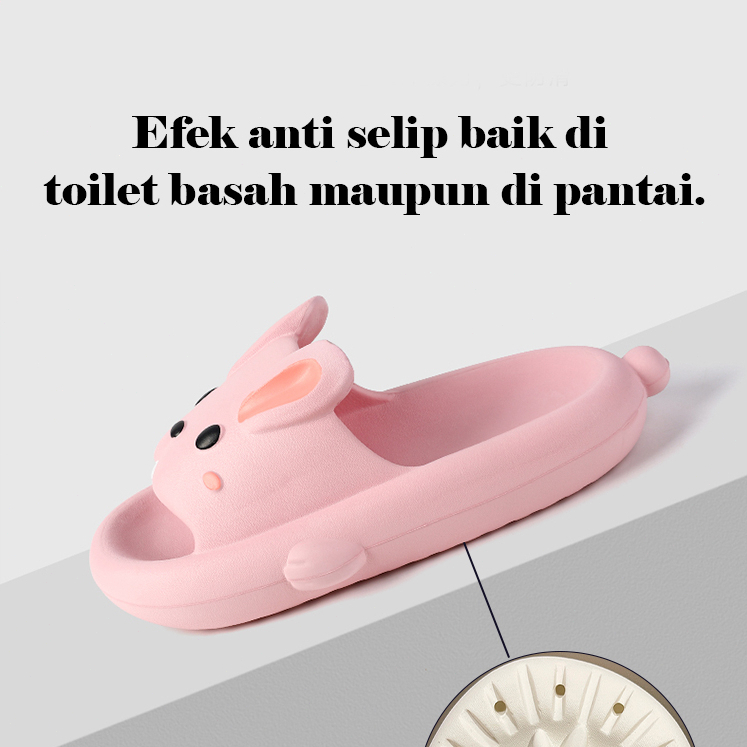 Komin Sandal Kelinci Anak Lucu Baby Sendal Anak Perempuan Anti Slip Cartoon Sendal  Anak Laki Laki Import Empuk Ukuran:30-35