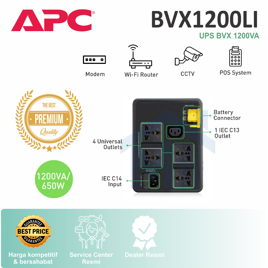 (Bisa Cod) UPS APC UPS BVX 1200VA 650W USB Charging BVX1200LI-MS Surge Protection