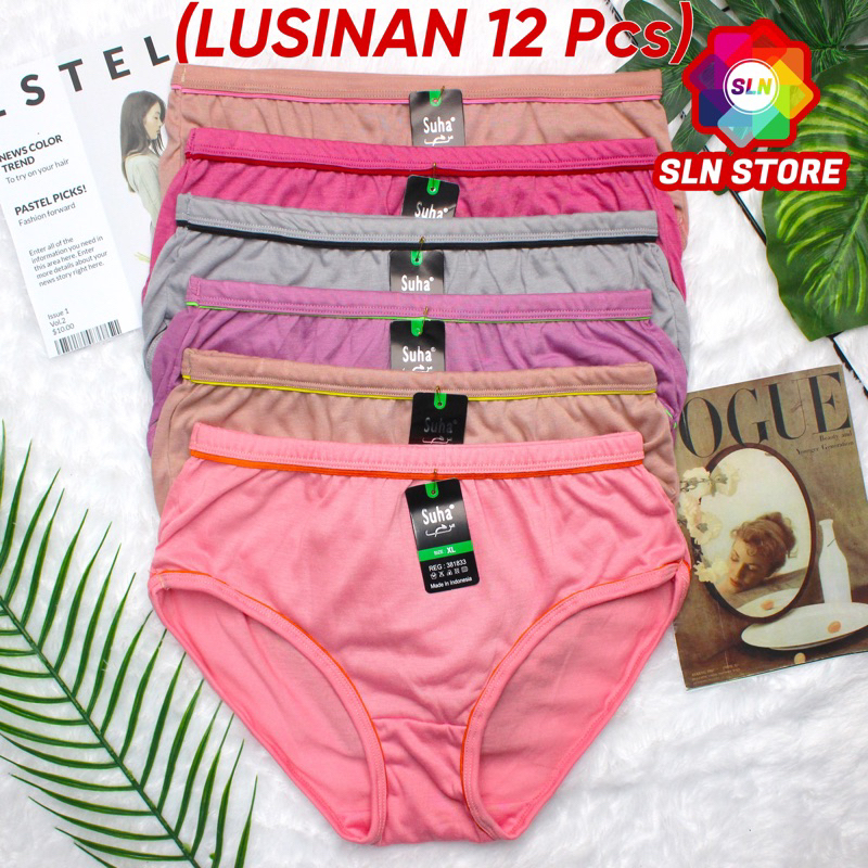 ( 12 Pcs ) CELANA DALAM WANITA SUHA 091 CD PEREMPUAN DEWASA LUSINAN GROSIR