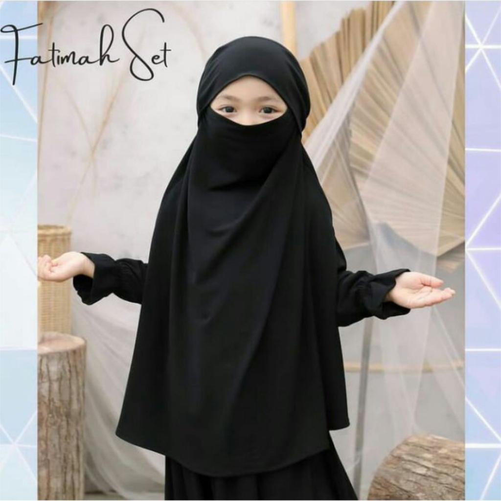 FenishaStore French Khimar FATIMAH SET Usia 4-5Tahun / Pakaian Muslim Anak Bisa Bayar Ditempat COD