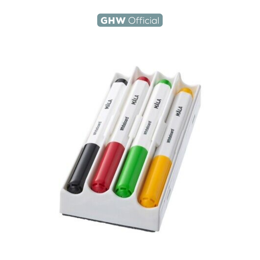 

GHW MALA Pulpen / Spidol papan tulis dgn tempat dan penghapus 4 warna MA354 IKEA