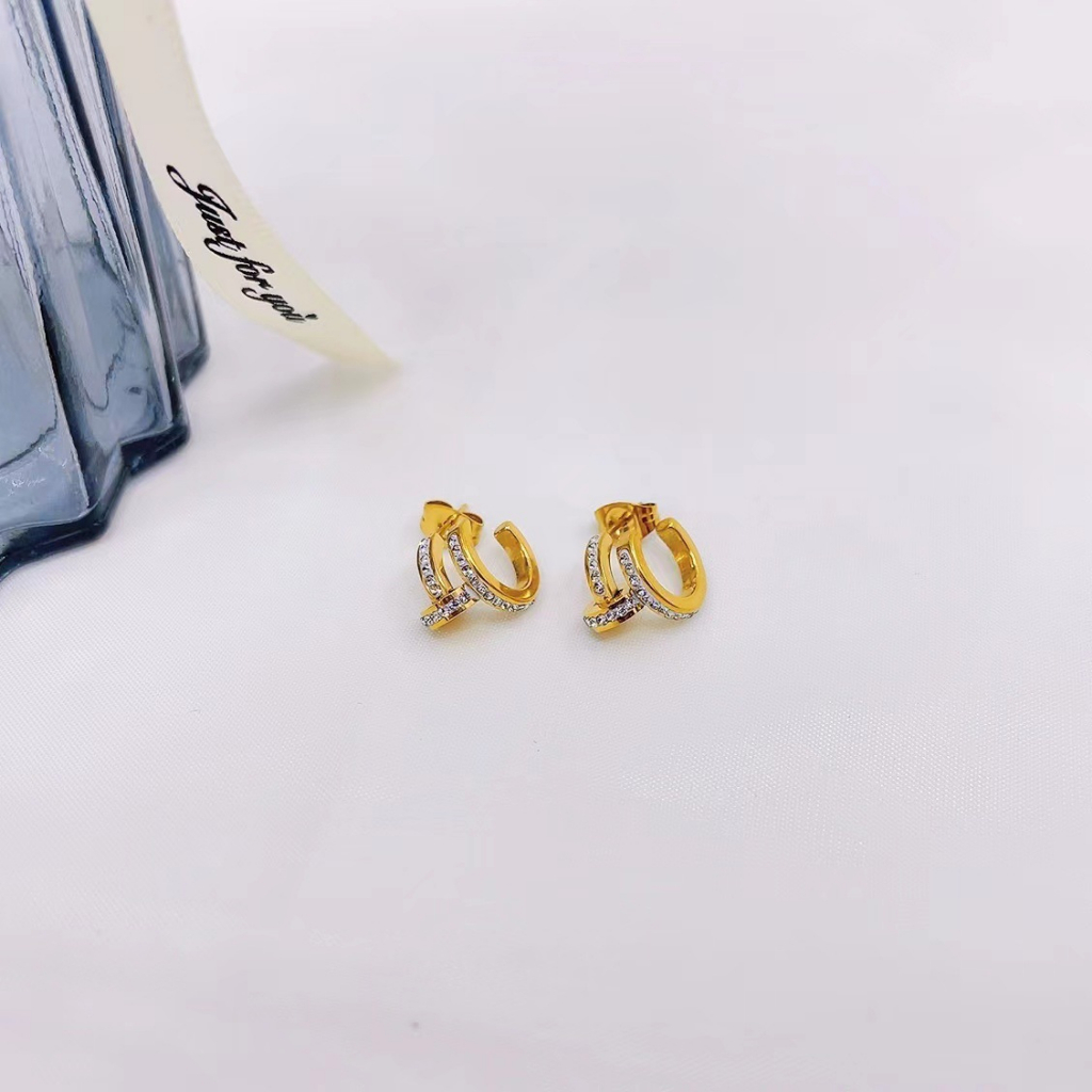 Anting stud paku zircon titanium anti karat harga grosir bisa cod