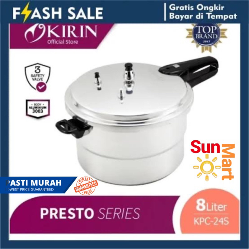 Kirin KPC-24S Pressure Cooker 8 Liter 24 cm - Panci Presto Tekanan Uap