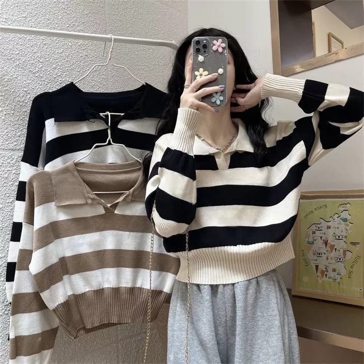 Sweater Rajut Wanita Valencia Blaster Crop Korea / Sweater Blaster / Atasan Wanita/Blouse Wanita / Blouse Korean Style  / Sweater Crop Top