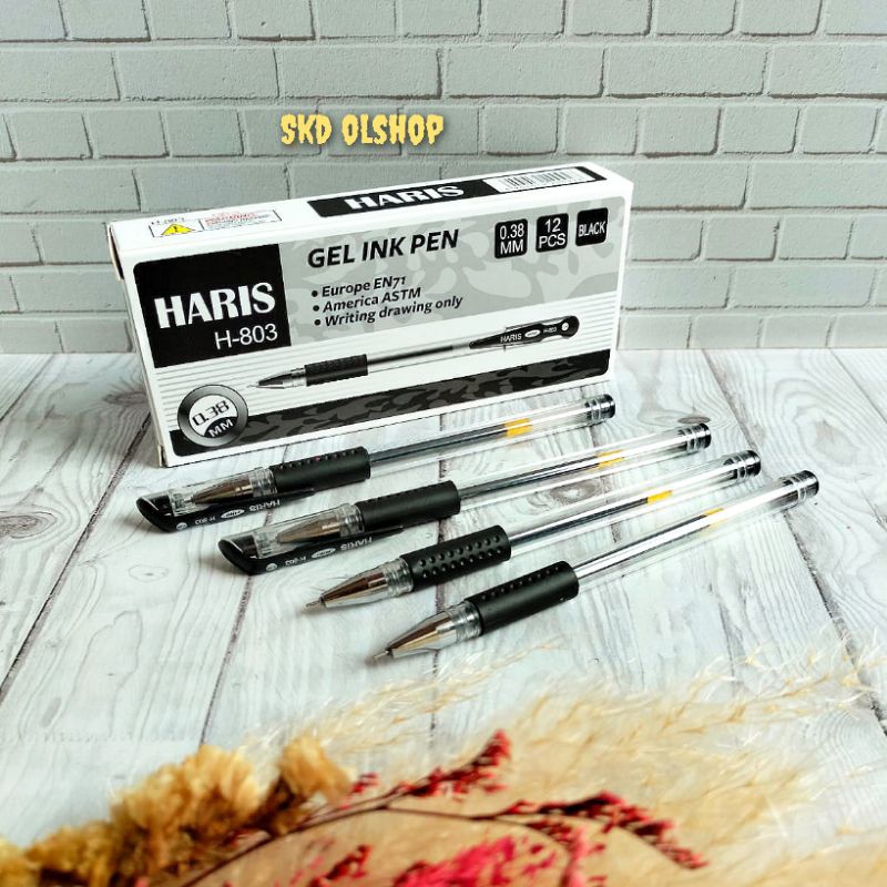 

Pena Gel pulpen gel Ballpoint Gel Haris H-803 (Isi 12 Pc)