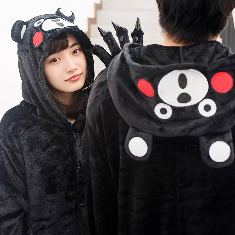 BAJU ONESIE KOSTUM KUMAMON PIYAMA BERUANG HITAM BLACK BEAR COSPLAY KIGURUMI IMPOR LUCU