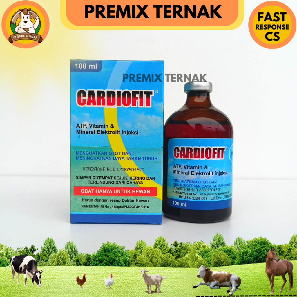 CARDIOFIT 100 ml - A.T.P Vitamin Mineral Penguat Otot Hewan Sapi Kambing Domba Kerbau Ambruk - lIke Novasal complex dan Bio A.T.P