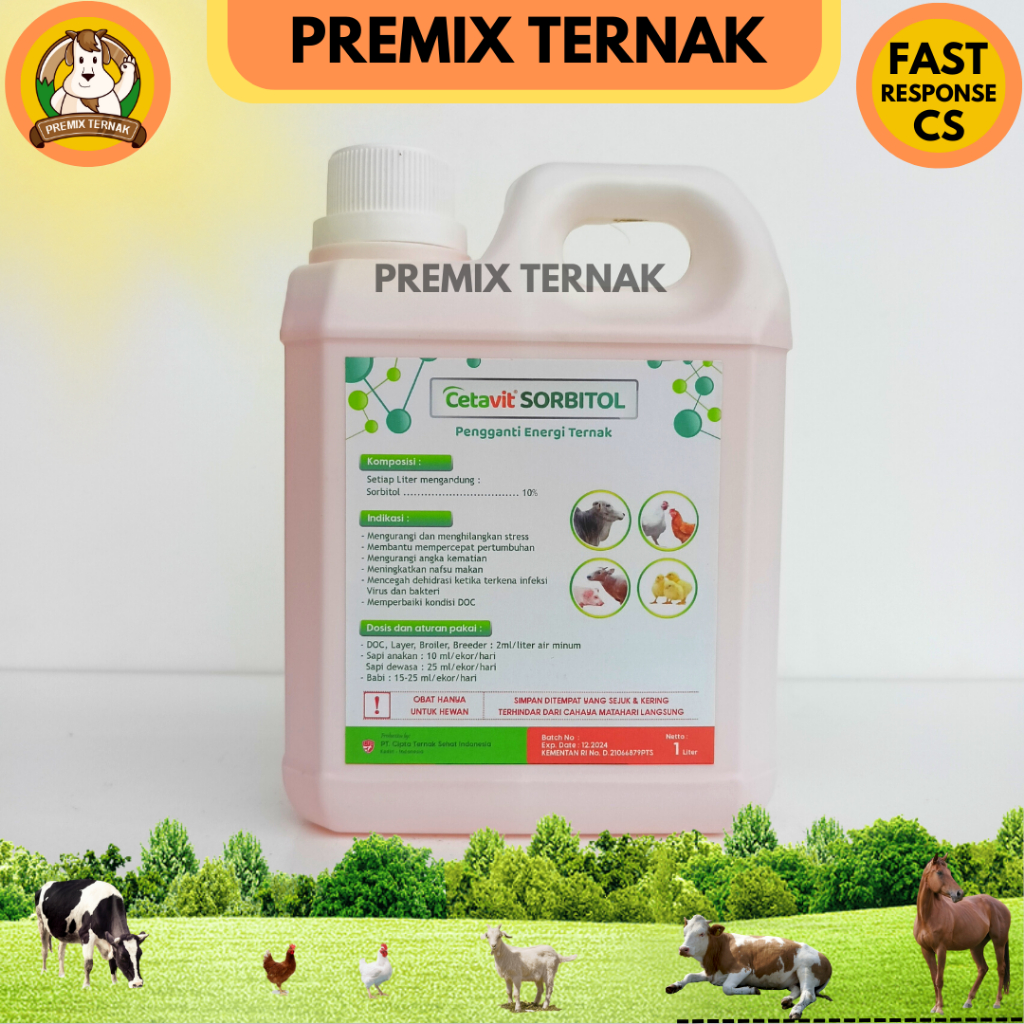 CETAVIT SORBITOL 1 LITER - Pengganti energy ternak - Suplemen Penambah/Pemulih Energi Ternak