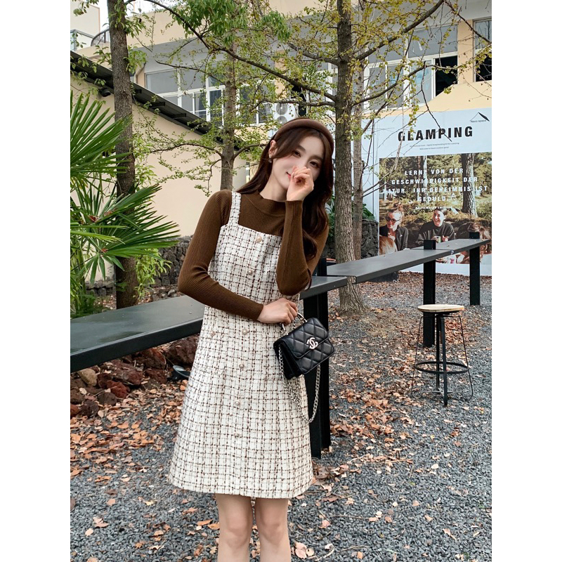 TWEED DRESS TERUSAN IMPORT WANITA NEW WINTER MX578