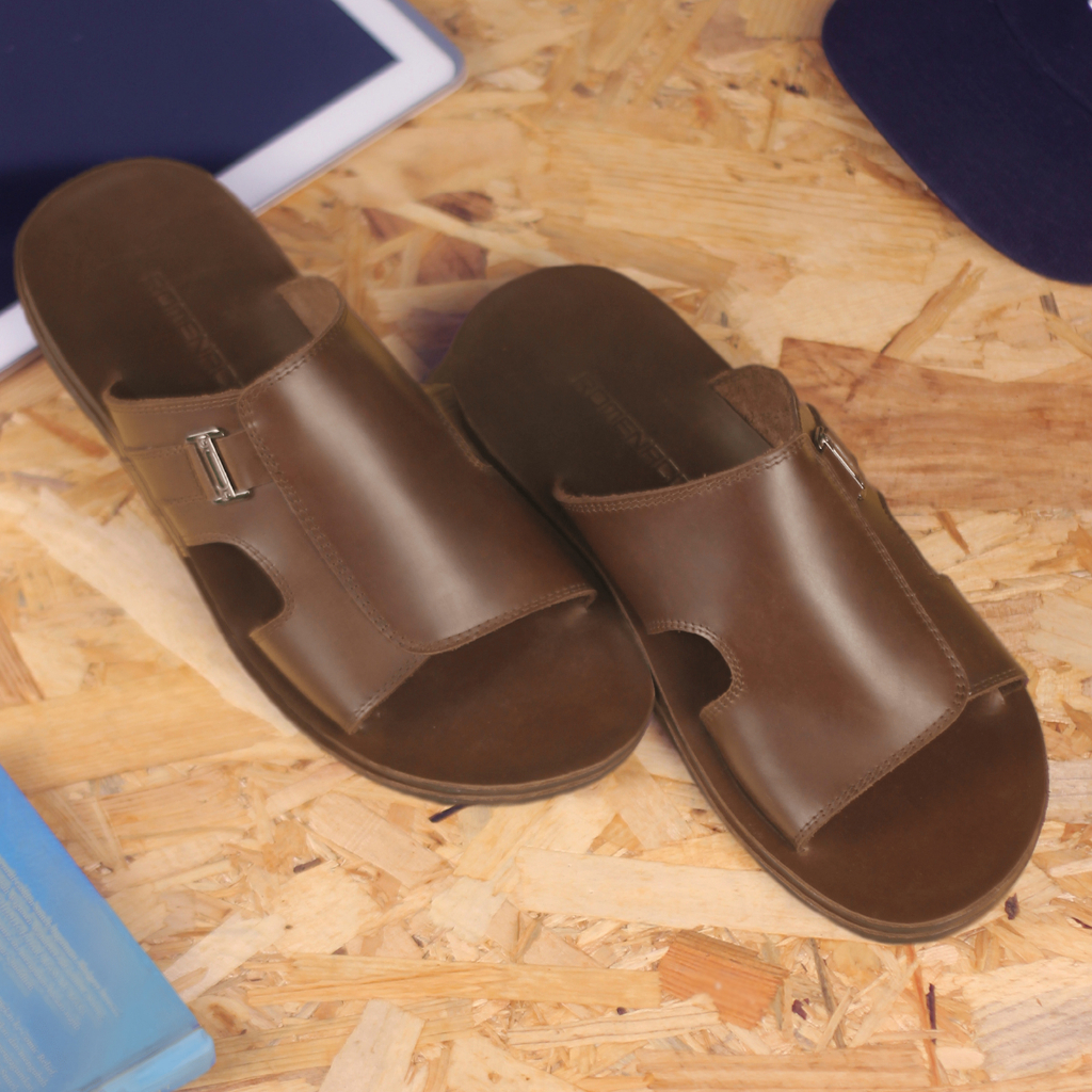 ROMENACO R138  Sandal Pria Maroon Kulit Asli Sapi