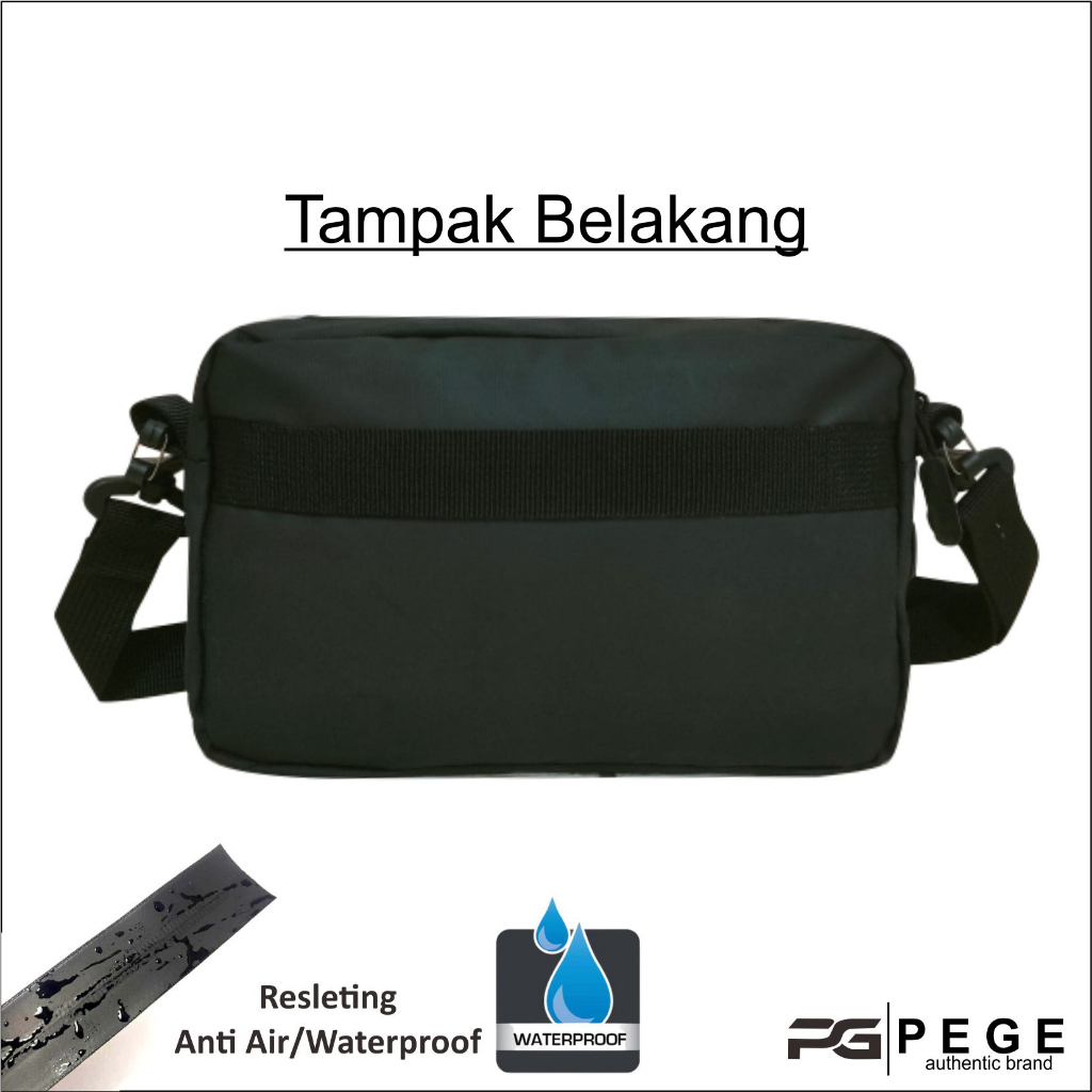 Tas Selempang Bahu Pria Waterproof PEGE Shiroi Model 2in1 Bahan Bimo AntiAir Model Polos - PG 8964