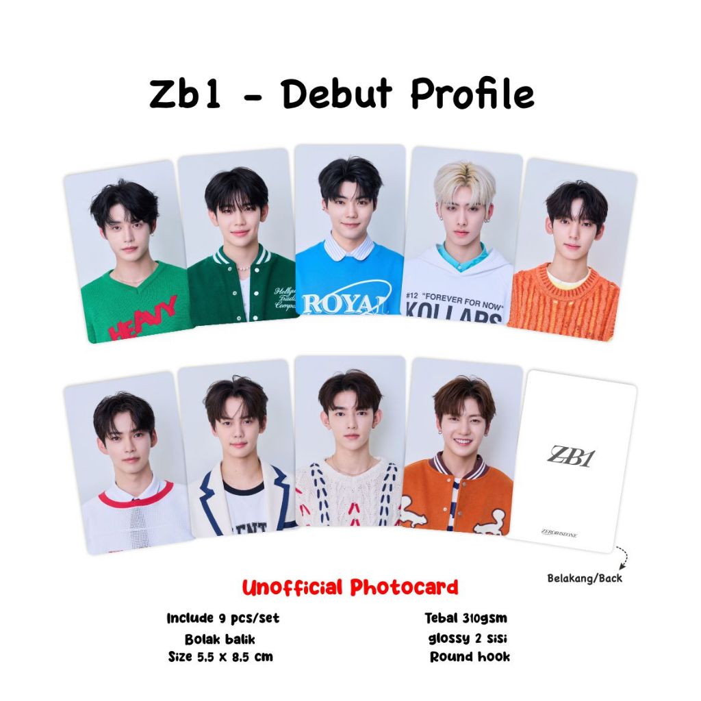 [2 Sisi] Photocard ZB1 Debut Profile All Member Unofficial