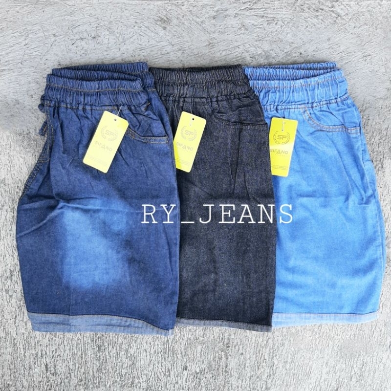 celana pendek jumbo wanita hotpant jumbo jeans pendek pinggang kolor big size