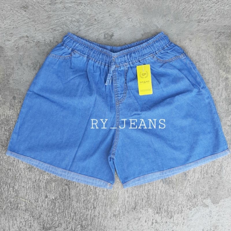 celana pendek jumbo wanita hotpant jumbo jeans pendek pinggang kolor big size