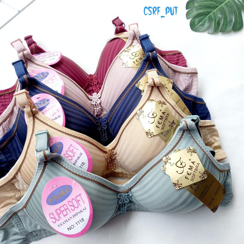 Bra Wanita BH Busa Fema Salur 1118 Kait H2 Tanpa Kawat Fema Shoft