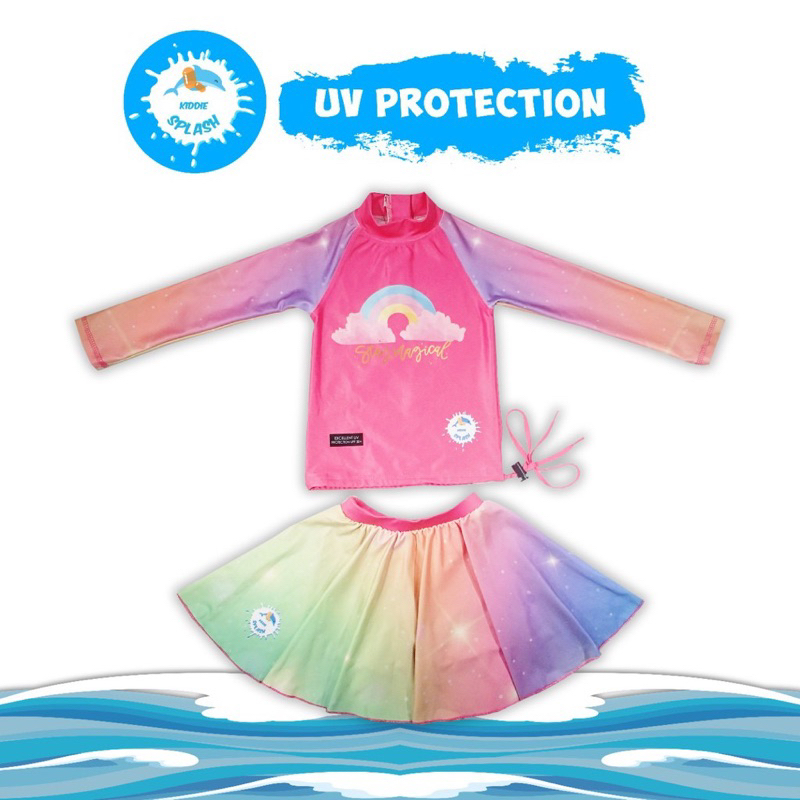 Baju Renang Anak Perempuan UV Protection KIDDIE SPLASH (baju dan rok plus celana dalam)