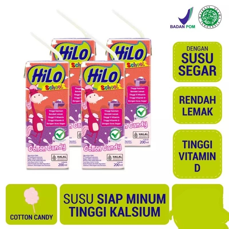 hilo school UHT ready to drink rasa Cotton candy 200 ml