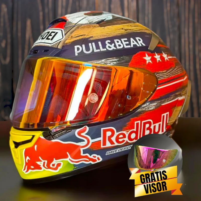 Helm Shoei Marquez American GP Red Bull Helm full face Helm