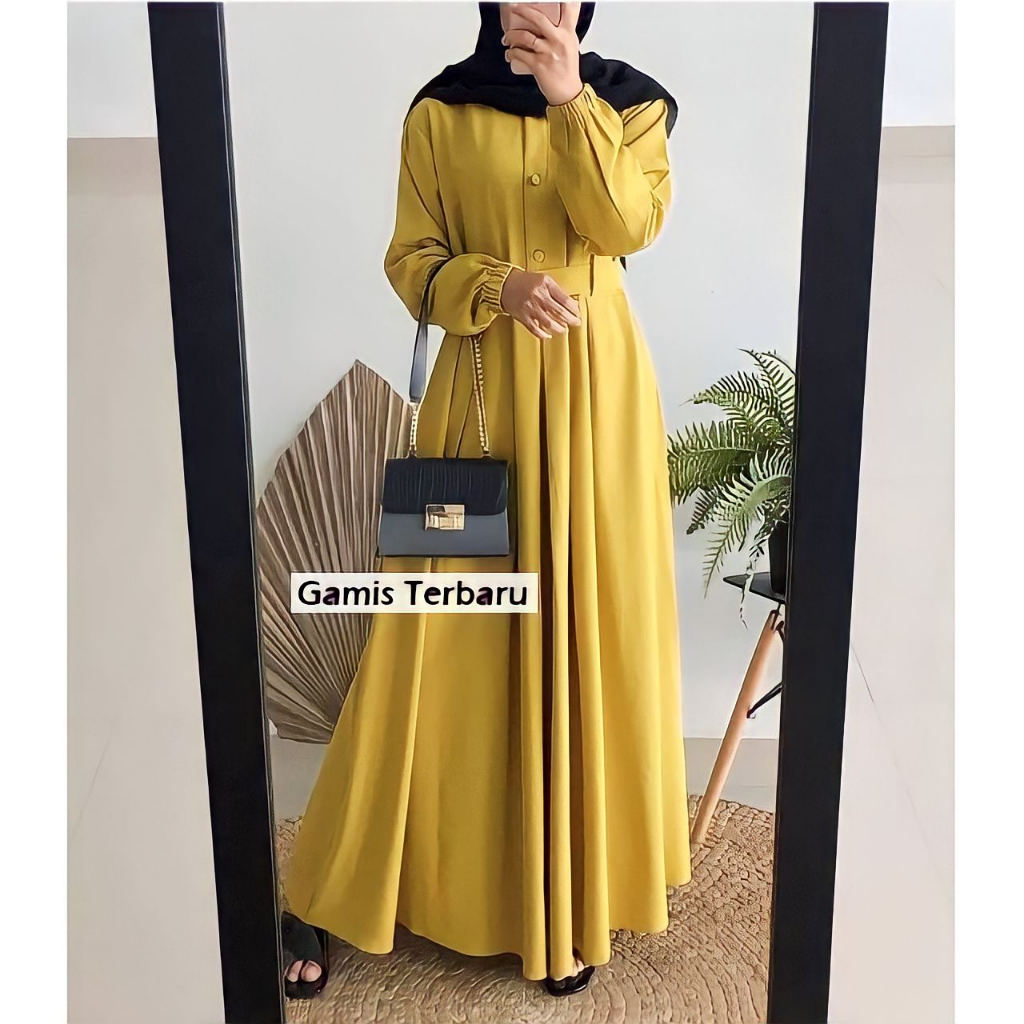 Gamis Monna Belt Dress Sandira Size Jumbo Syari Busui Friendly Terbaru Moscrepe Original