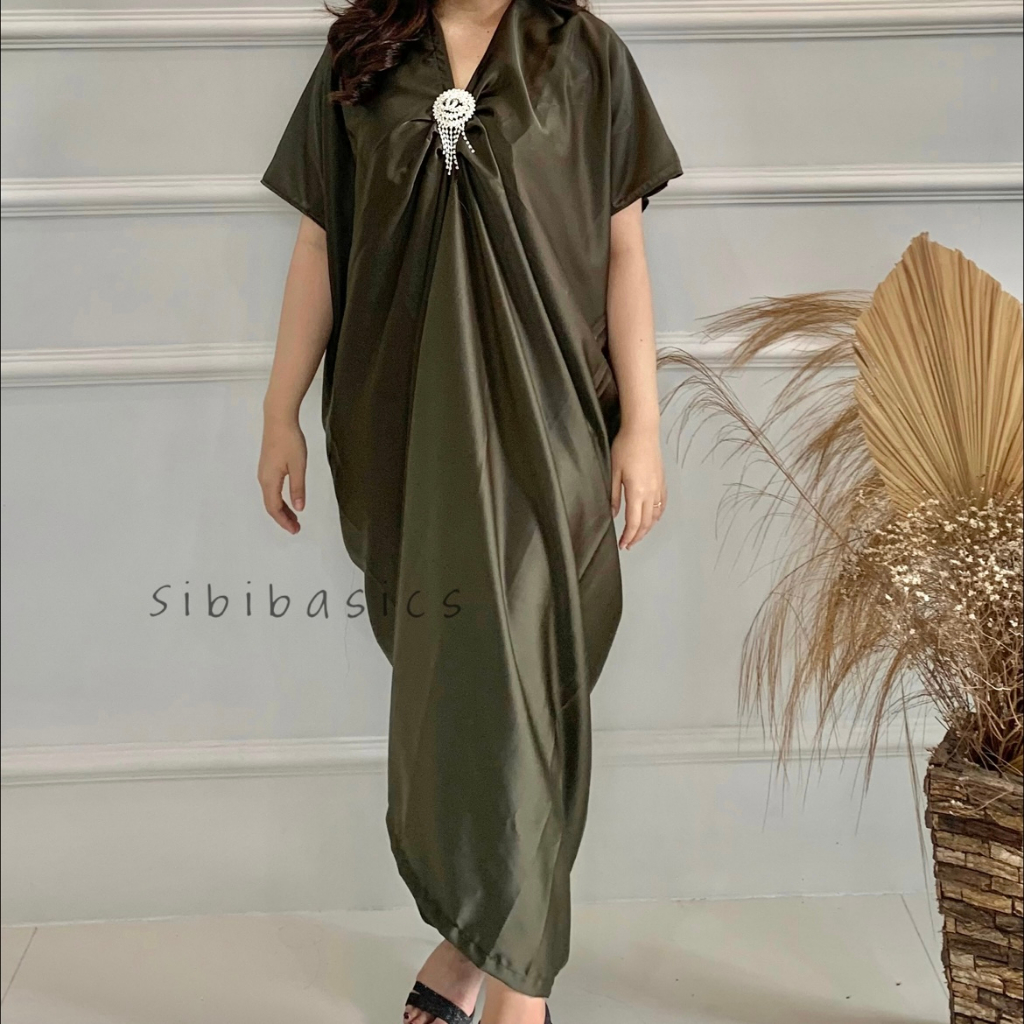 SIBIBASICS - Kaftan Polos Wanita Satin Maxmara Premium Lebaran Mewah Terbaru 2023 Kondangan