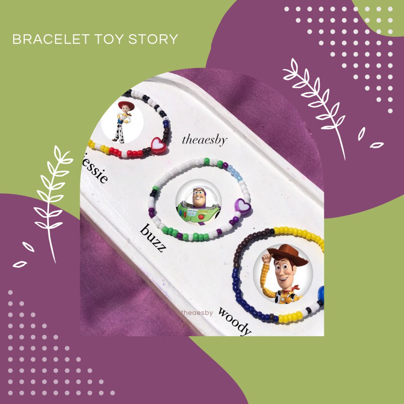 (TANPA PO) BRACELET TOY STORY, MANIK TOY STORY, GELANG TOY STORY, GELANG MANIK, GELANG LOVE LUCU