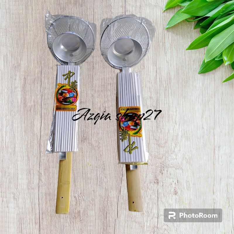 1 set serok mie ayam gagang kayu 3 in 1sinduk bakso, sumpit melamine, serok mie ayam gagang kayu
