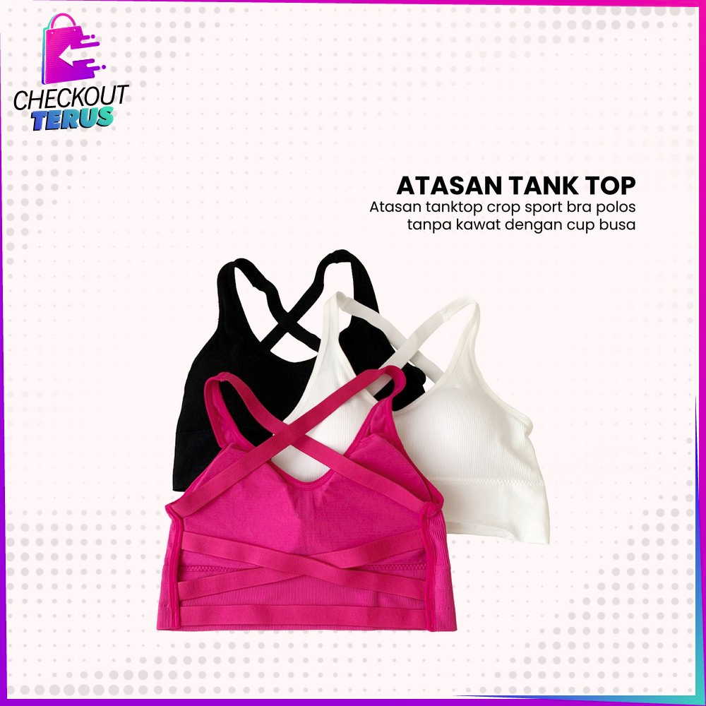 CT P308 Tank Top Bra Wanita Olahraga Tanpa Kawat Korean Style Tengtop Sport Bra dengan Busa Crop Top Fashion Street