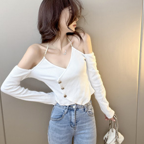 【Elegant】 Off-the-Shoulder Strapless Knitwear Tops 2143