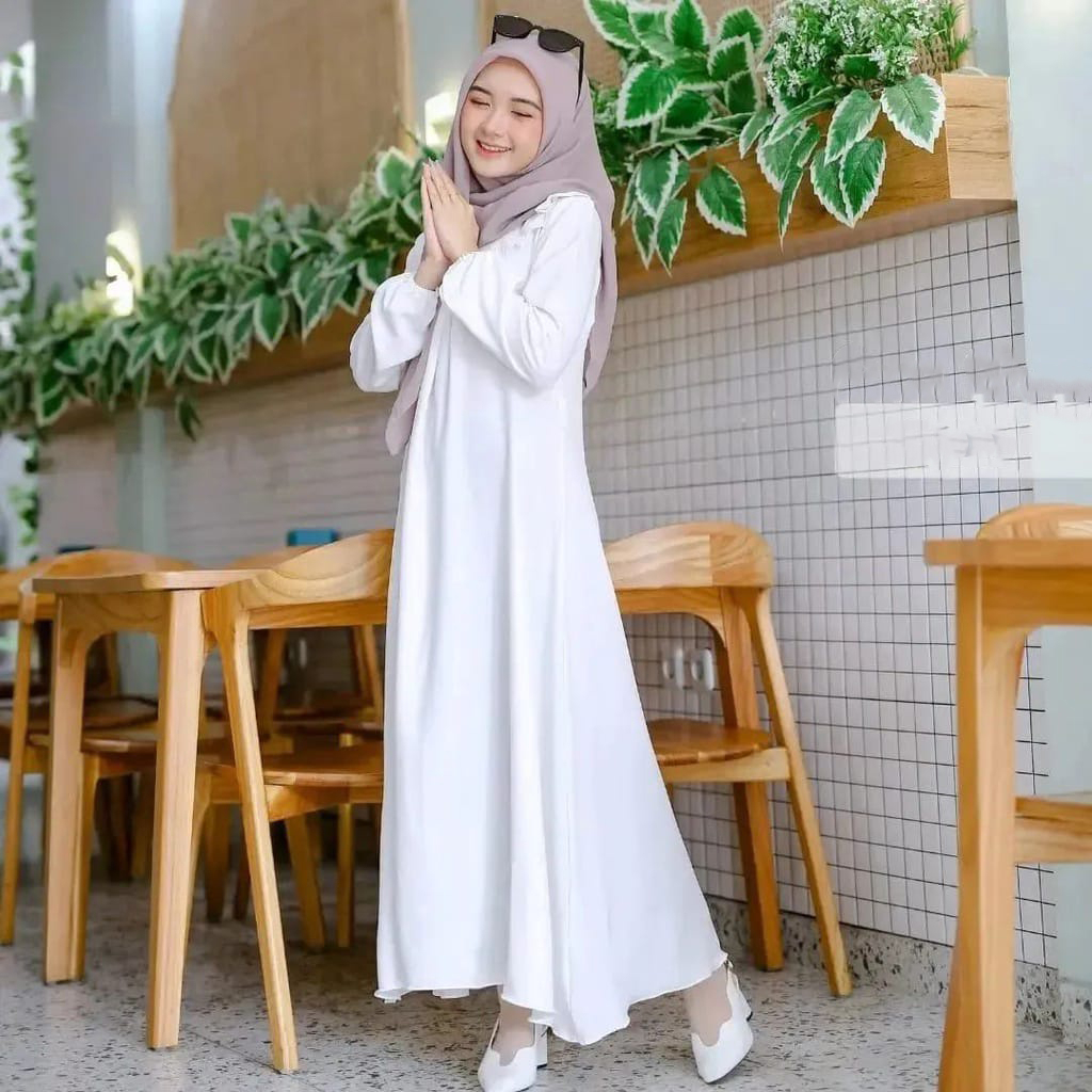 [COD] RRgemilang - Gamis Muslim Wanita Terkini Nana Dress Bahan Polo Linen