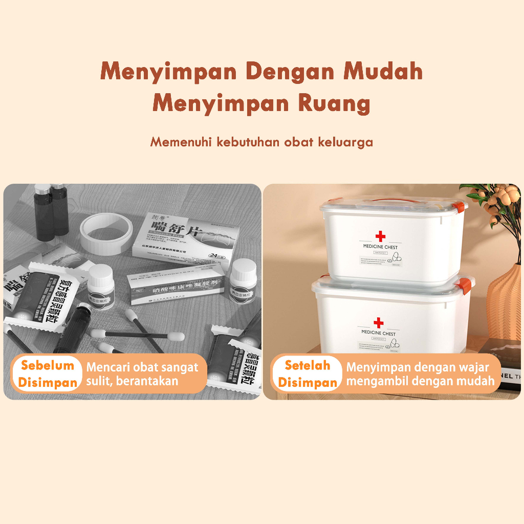 Medicine Box Organizer White First Aid Box / Kotak Obat P3K Putih Perlengkapan H220 dua tingkat