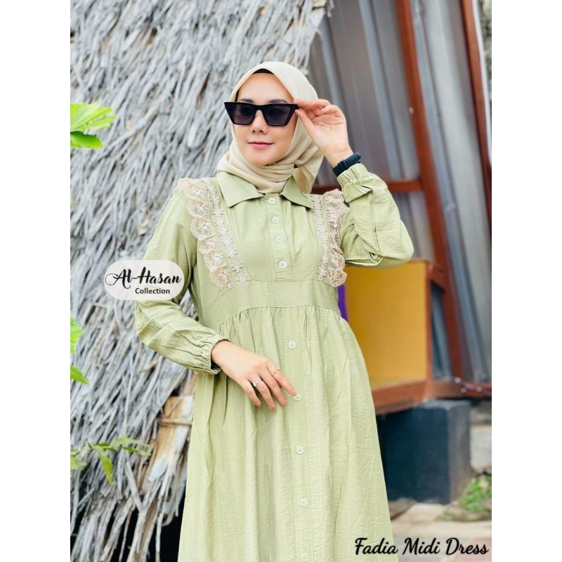 FADIA Midi ORI By Al-Hasan // Gamis Midi Polo Linen Alhasan // FADIA Midi Dress Muslimah Al Hasan