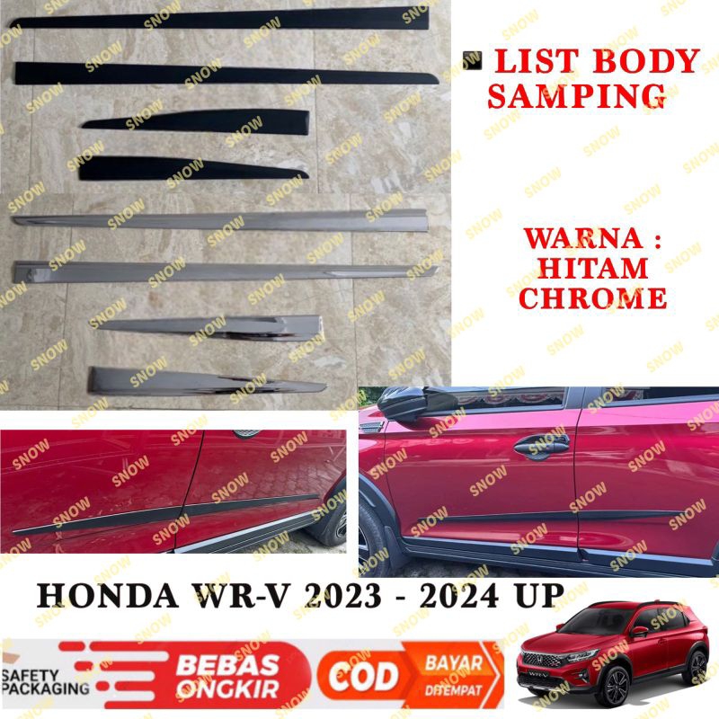 List Body Samping Mobil Honda WRV WR-V 2022 2023 2024 Up Hitam Chrome