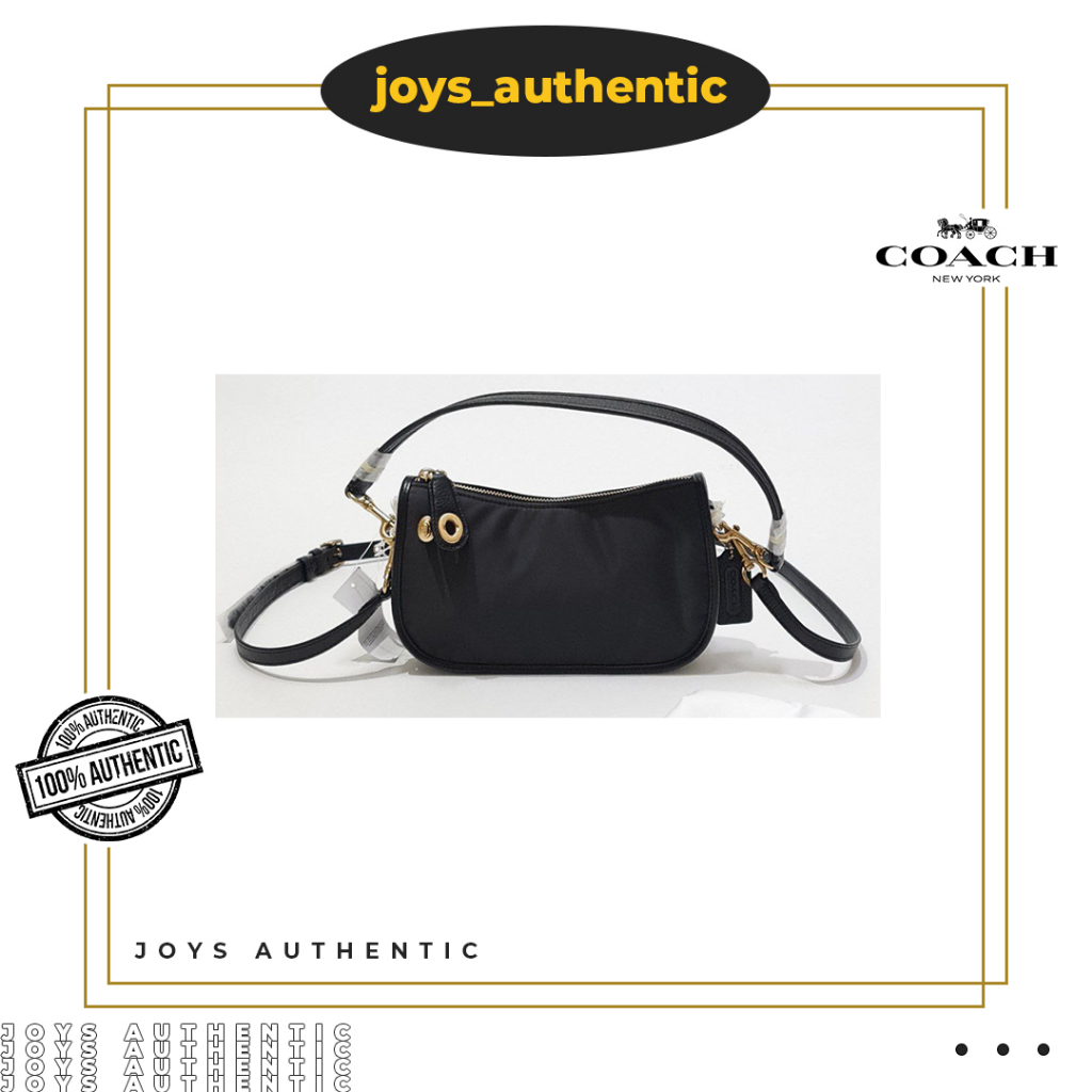 Tas Wanita Coach C1982 Swinger Nylon Rose Printed Hitam Black Woman Bag Authentic Original