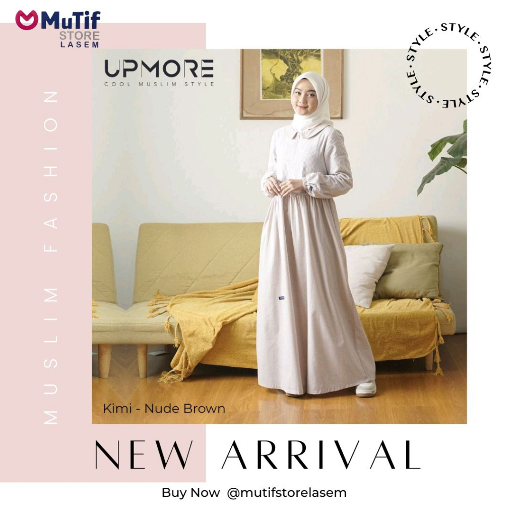 UPMORE DRESS KIMI NUDE BROWN - GAMIS KATUN REMAJA ELEGAN SIMPLE BAJU HANGOUT COD