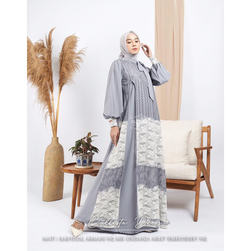 Gamis Callista dress bau Marevi Size Standart dan Jumbo